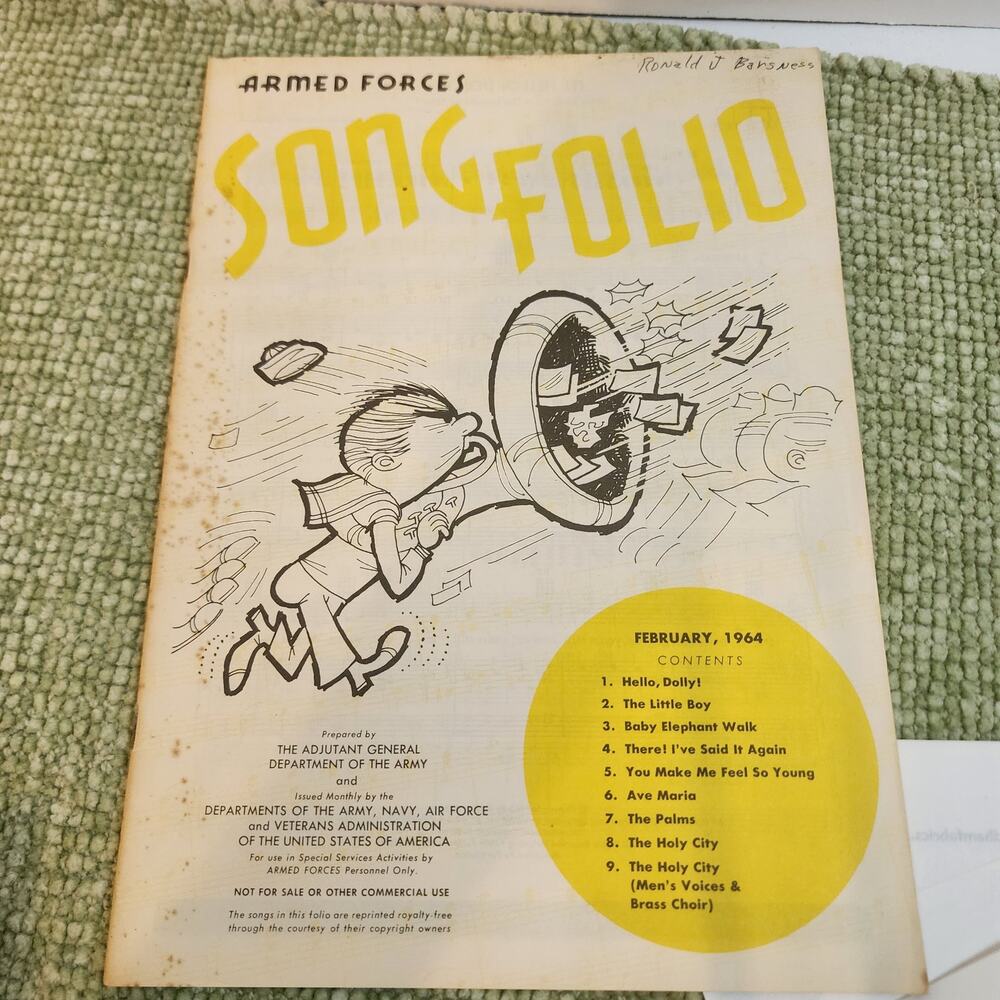 1964 Armed Forces Songfolio Sheet Music Booklet | Military US Army Navy VA